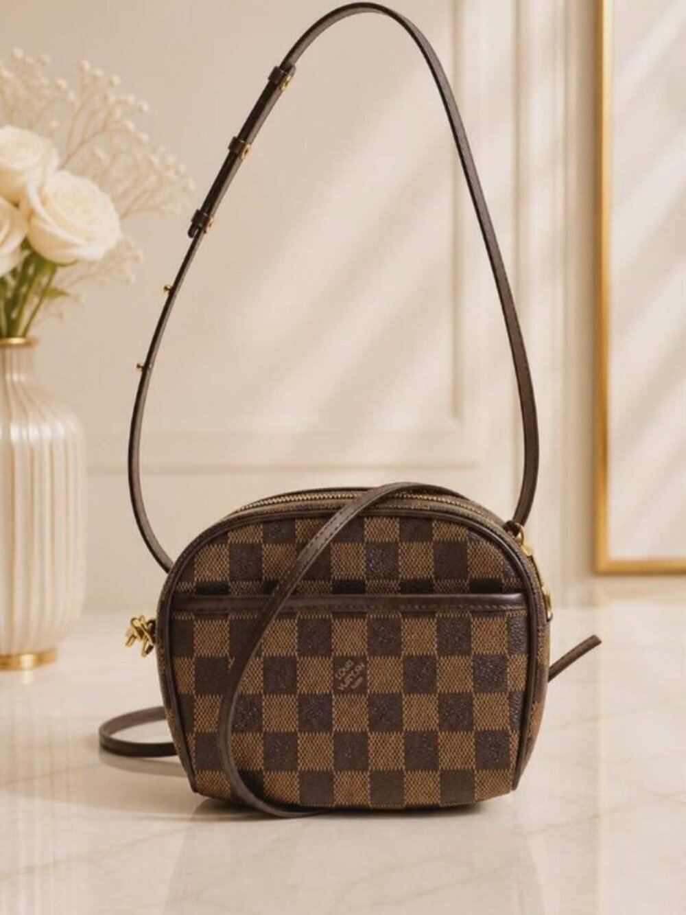 Authentic Louis Vuitton Pochette Ipanema Damier Ebene Crossbody Bag
